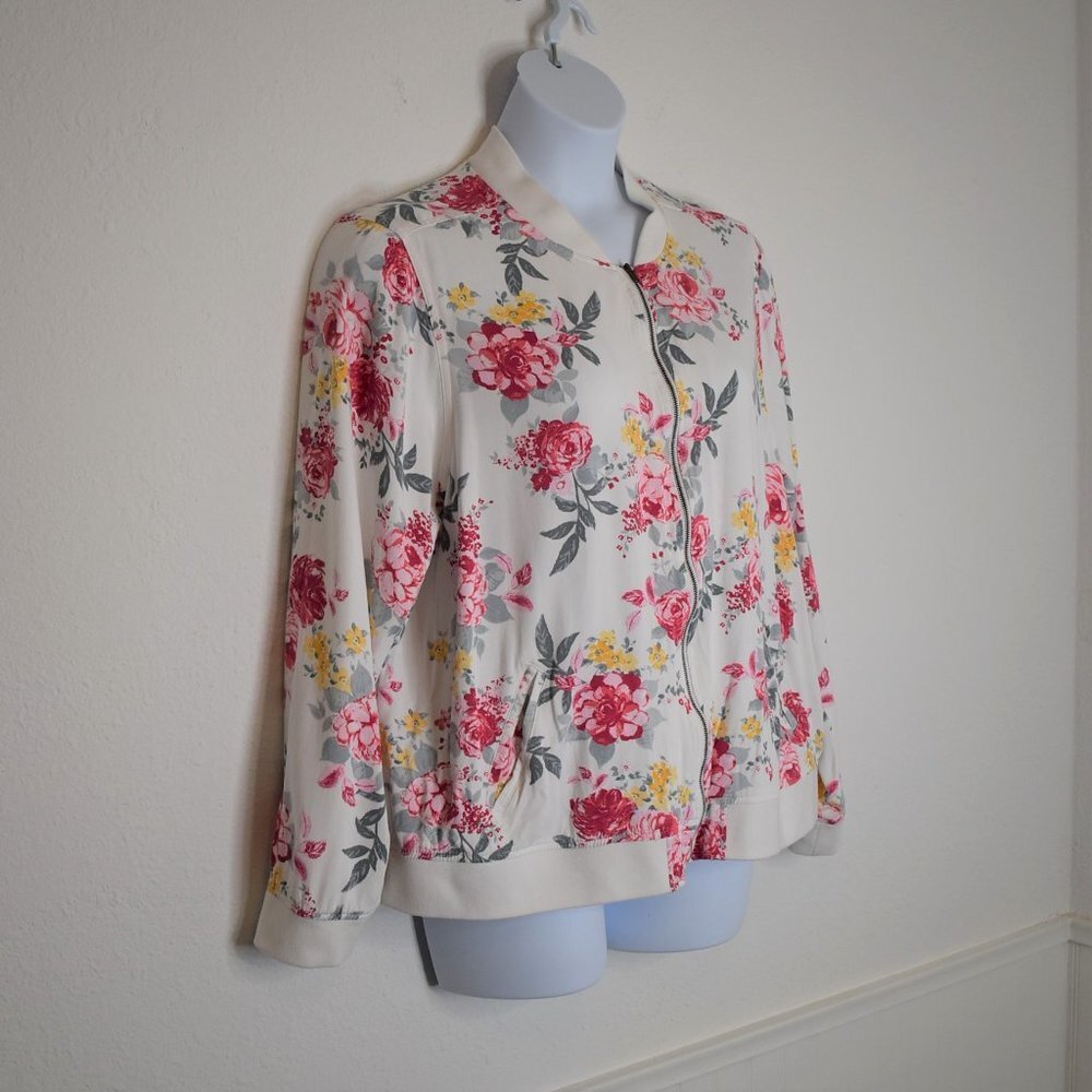 Torrid Floral Bomber Jacket Sz 3 Plus Size Zip Up Retro 80s Grandmacore - Picture 4 of 16